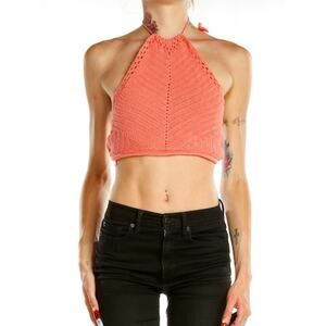 Free People Know Better Knit Halter Crop Top Size XL NWT Crochet Tank Summer